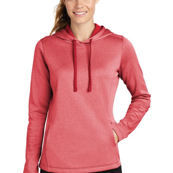 Ladies PosiCharge ® Sport Wick ® Heather Fleece Hooded Pullover Thumbnail